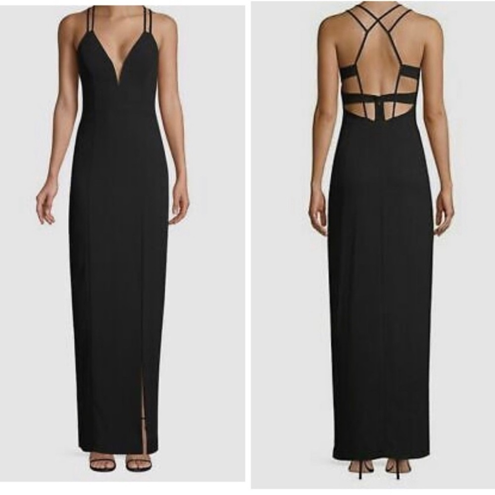 AIDAN MATTOX V-Neck Column Gown